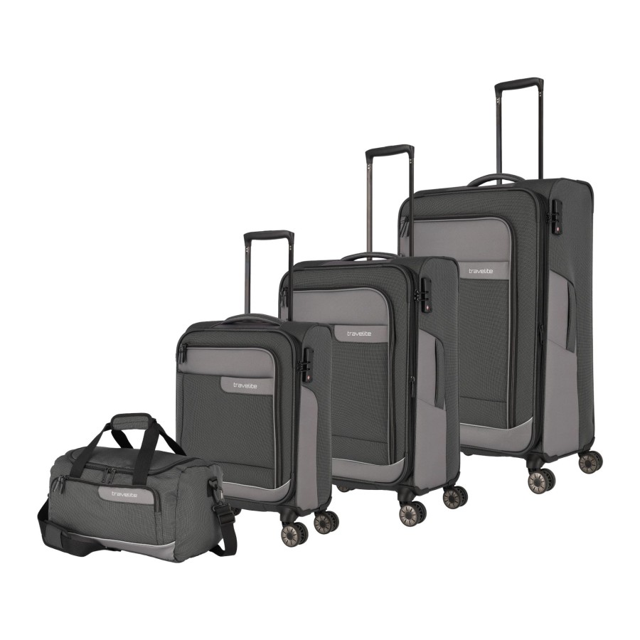 Koffer Travelite | Viia Kofferset 4 Rollen Grose L/M/S + Reisetasche - Schiefer Schiefer [4]