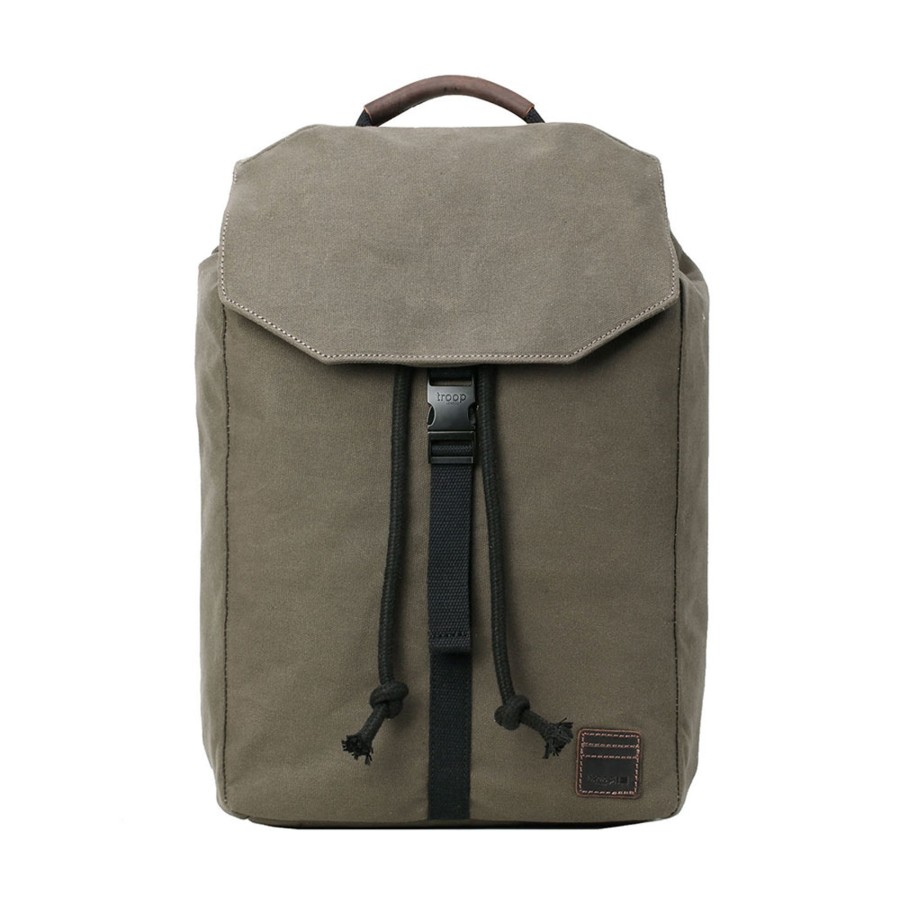 Business Troop London | Heritage Waxed Canvas Laptop Backpack Olive